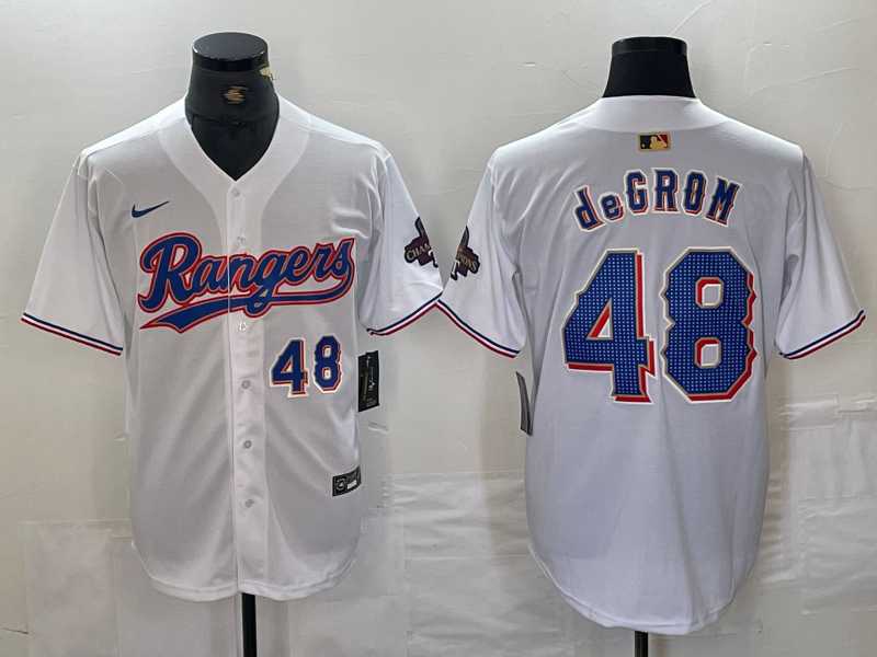 Men%27s Texas Rangers #48 Jacob deGrom Number White 2024 Gold Collection Limited Cool Base Jersey->texas rangers->MLB Jersey
